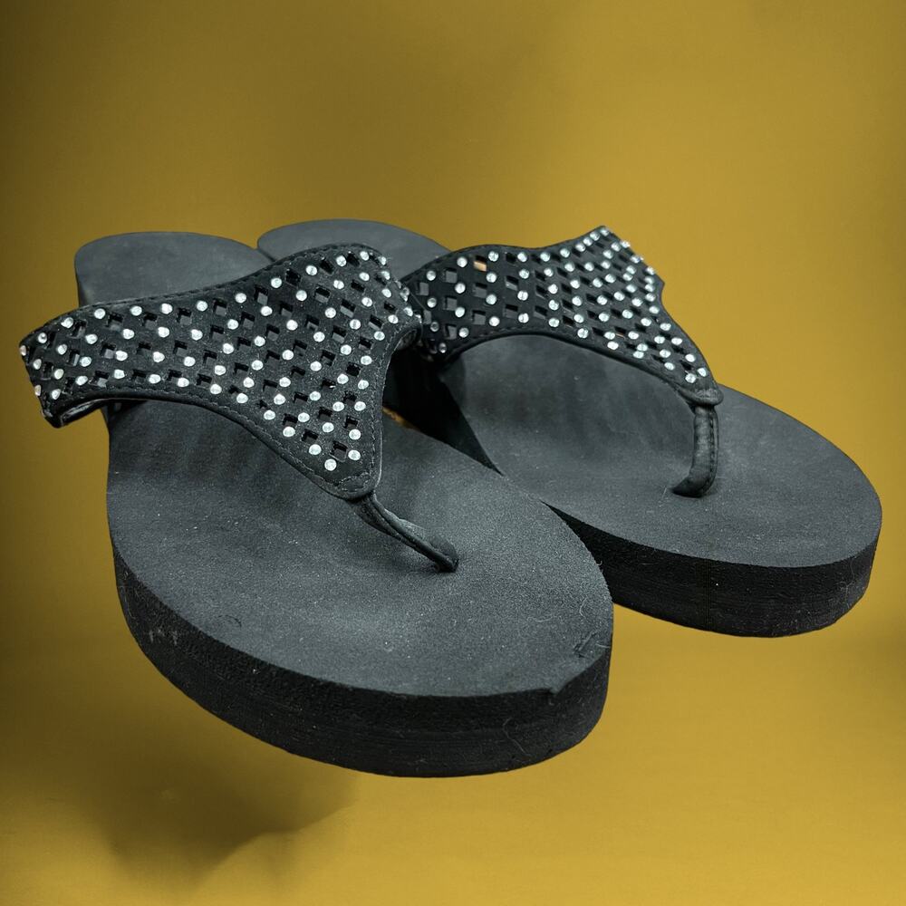 Crystal Studded Foam Platform Sandals Flip Flops Disco Platform Rhinestones